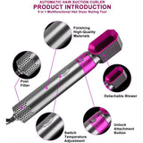 5 In 1 Hair Rotating Hair Dryer Hair Straightener Comb Curling Brush 5 interchangeable barrels