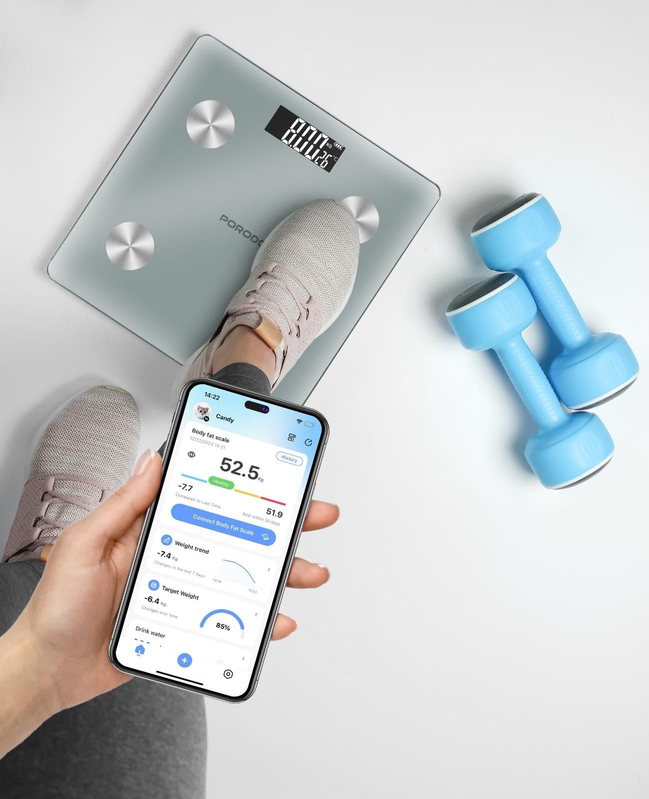 Porodo Lifestyle Gravis Smart Body Fat and BMI Scale with Digital Display