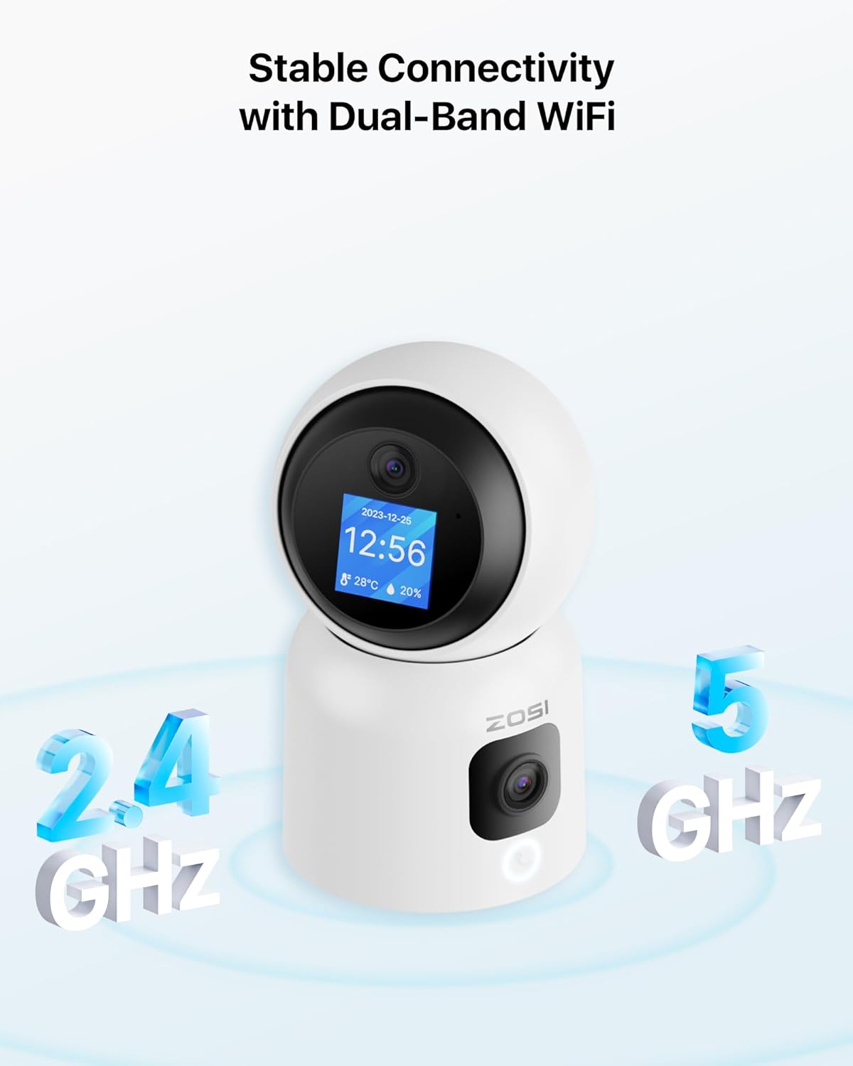 ZOSI INDOOR PT CAMERA WITH SCREEN,DUAL LENS 3MP+3MP