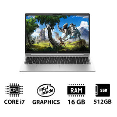 HP ProBook 450 G10 - 15.6 بوصة FHD / i7 / 16 جيجابايت / 512 جيجابايت (NVMe M.2 SSD) / DOS (بدون نظام تشغيل) / سنة واحدة - كمبيوتر محمول