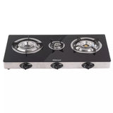 Wansa 3-N5-1608, 3-Burner Gas Stove – Black Glass Top, Auto Ignition, High-Efficiency Whirlwind Flame