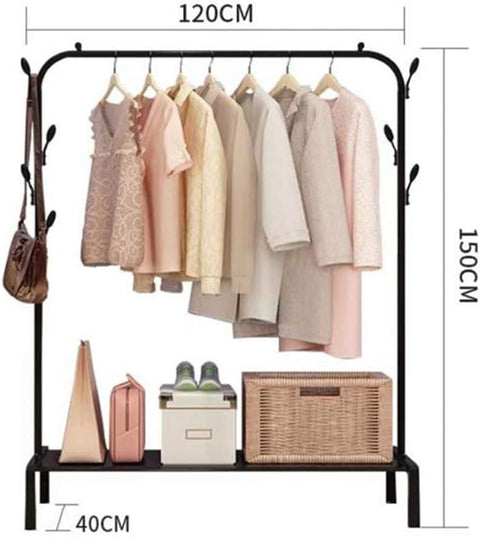 Cloth Rack K933, Stainless Steel Leaf Design - Black