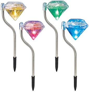 Pack of 4 LED Color Changing Solar Power Diamond Shaped Garden light