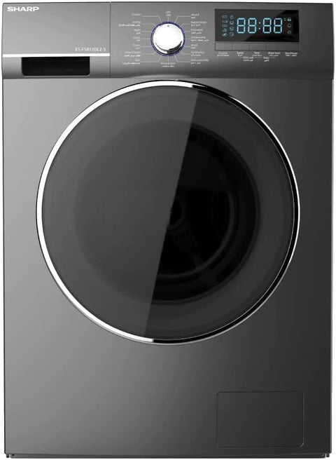 SHARP Front Load Washing Machine 8Kg 1200 RPM 16 Programs Silver