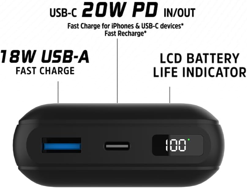 Energizer QE20008PQ_BK, 20000 mAh Wireless Power Delivery Power Bank 15W Max - Black