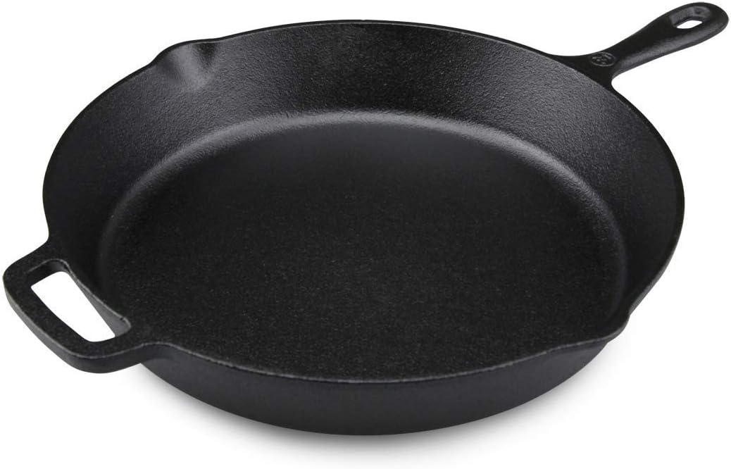 Westinghouse 30 cm Pre-Seasoned Cast Iron Skillet with Helper Handle and Pour Spouts – Black