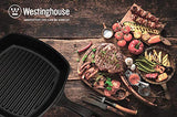 Westinghouse 28 cm Pre-Seasoned Cast Iron Square Grill Pan – Black