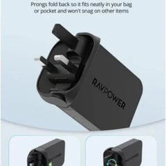 شاحن حائطي RAVPOWER RP PC 1079 PD pioneer 65W بمنفذين