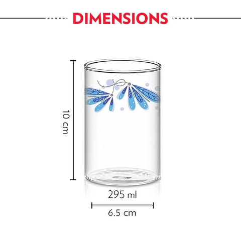 Borosil Vision Premium Borosilicate Glass Drinking Tumblers Set of 6 - 295 ml (Twilight)
