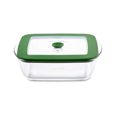 Borosil Square Borosilicate Glass Baking and Storage Dish with Green Airtight Lid