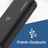 Energizer QE20008PQ_BK, 20000 mAh Wireless Power Delivery Power Bank 15W Max - Black