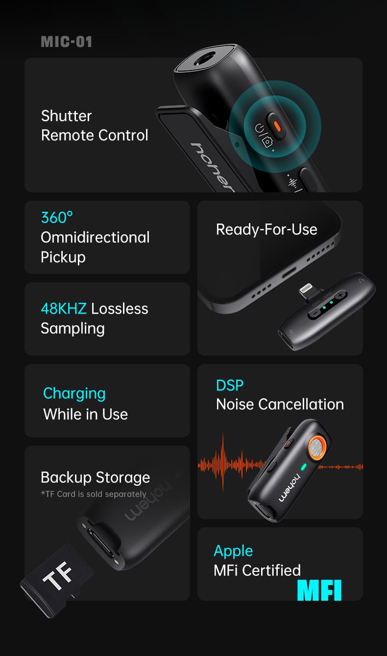 Hohem Microphone 1TX+1RX MIC-01 Lightning Version