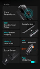 Hohem Microphone 1TX+1RX MIC-01 Lightning Version