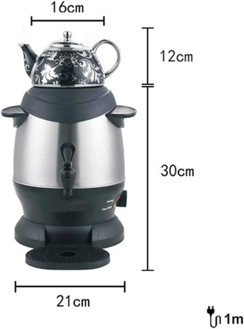 Electric 360° Samovar Tea Maker With Ceramic Pot - Stainless Steel - 1350 W - Black