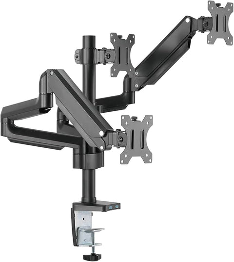 Twisted Minds Premium Triple Monitor Arm, Stand And Mount For Gaming And Office Use 17" - 27" Up To 7 kg With USB Ports - Black