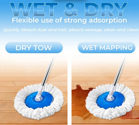360° Rotating Microfiber Mop with Adjustable Stainless Steel Handle