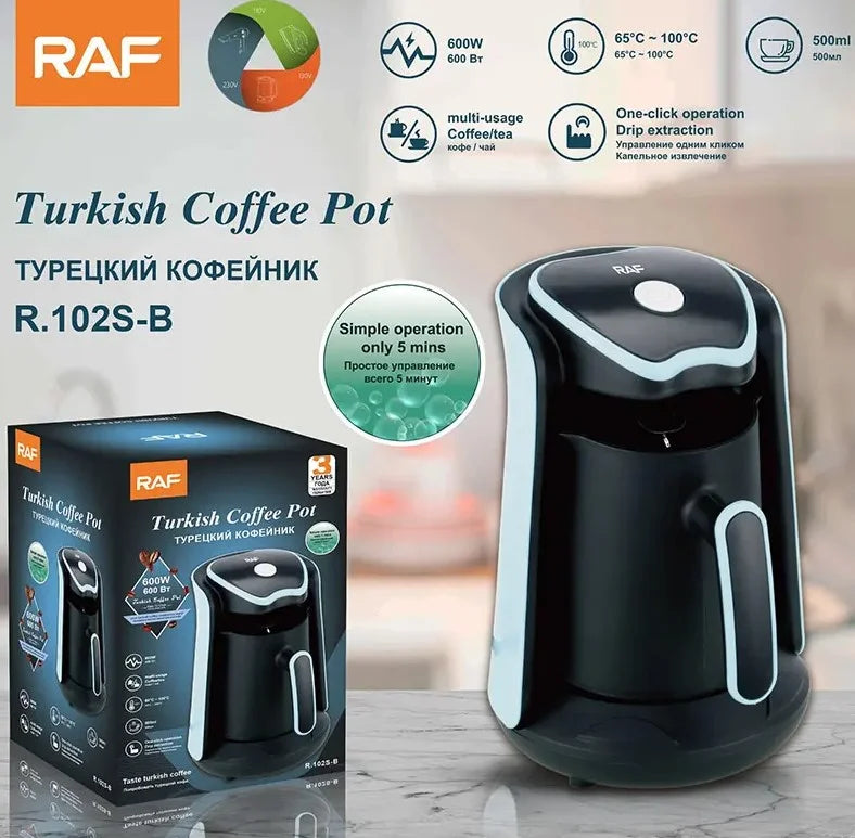 RAF 600W 500ml Portable Turkish Coffee & Tea Maker Pot with One-Touch Operation & Easy to Clean Design