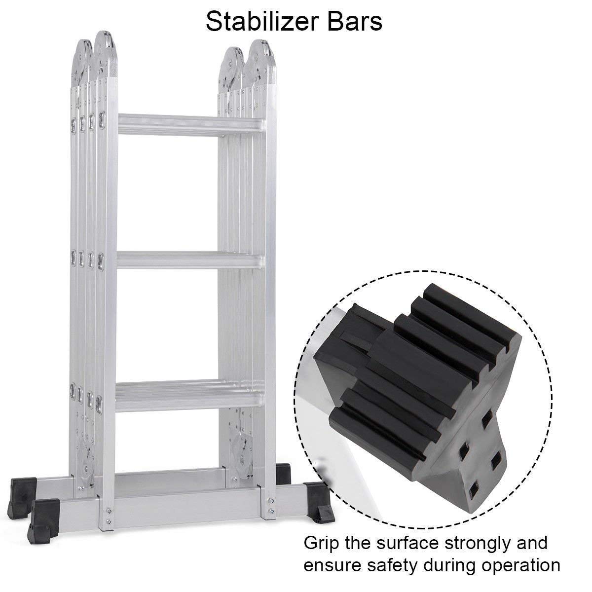 KKF, Multipurpose Foldable Aluminium Ladder – 6m Extendable Height, 150kg Load Capacity