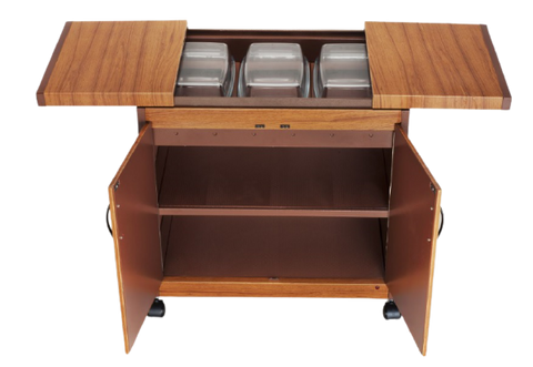 Wansa 3DTSLLB, Food Warmer Trolley with Teak Finish – 360W