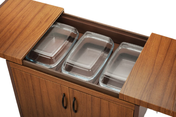 Wansa 3DTSLLB, Food Warmer Trolley with Teak Finish – 360W