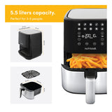 Nutricook, Air Fryer NC-AF205 – 1700W, 5.5L, SmartTemp, 10 Presets, Stainless Steel, Black