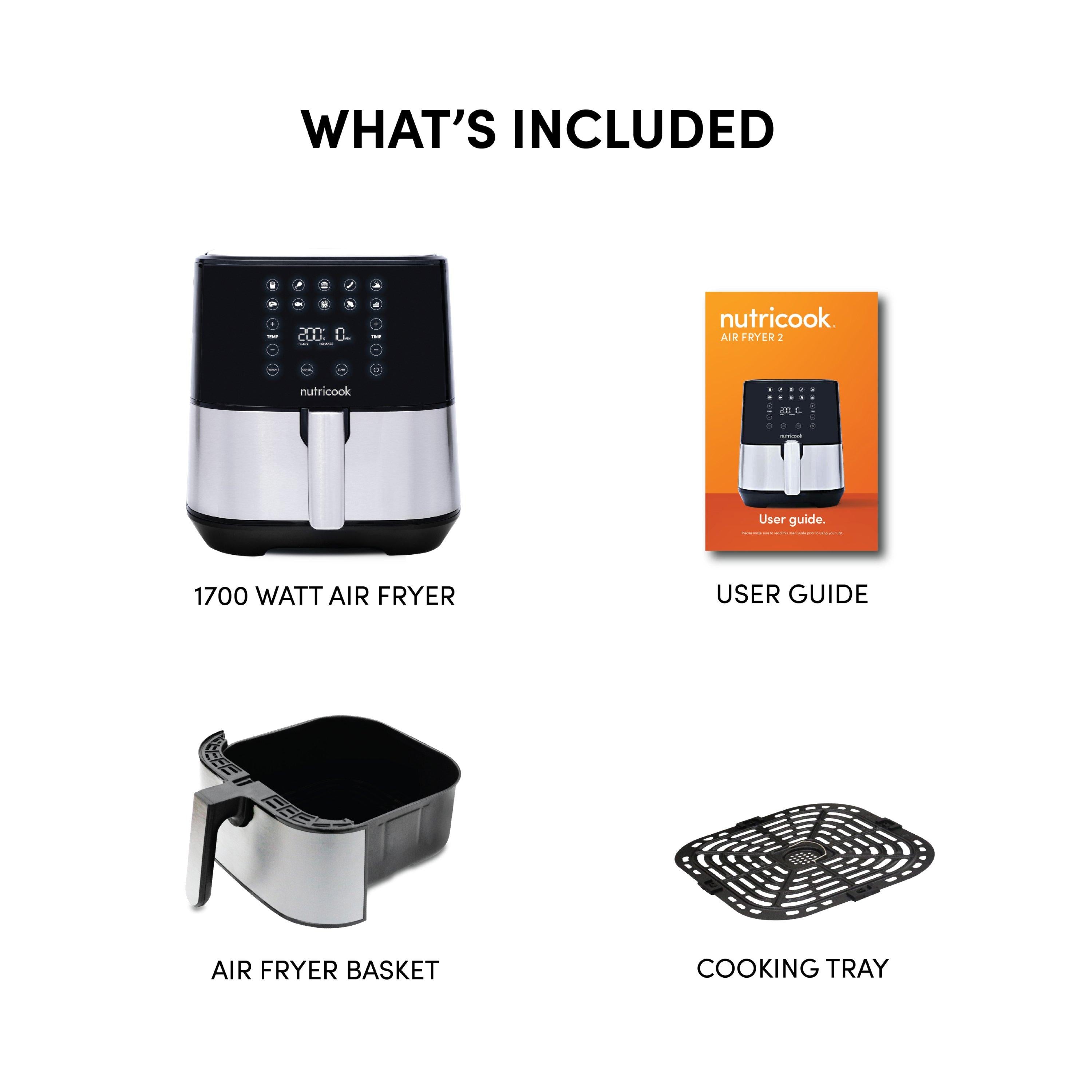 Nutricook, Air Fryer NC-AF205 – 1700W, 5.5L, SmartTemp, 10 Presets, Stainless Steel, Black