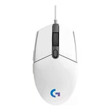 ماوس Logitech G203 LIGHTSYNC للألعاب – أبيض RGB سلكي بدقة عالية