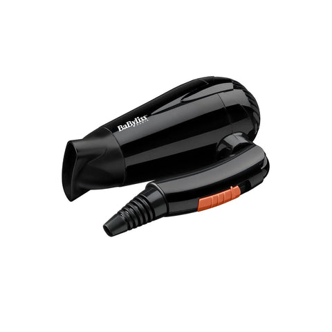 Babyliss Dc Dryer 2000W Black Travel Dual Voltage Fast Drying 2 Heat/ Speed Settings Nozzle Folding Handle Light