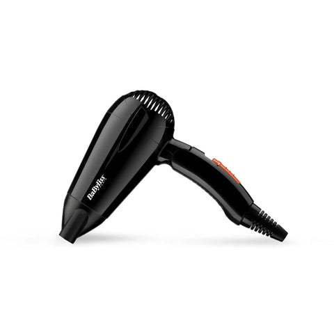 Babyliss Dc Dryer 2000W Black Travel Dual Voltage Fast Drying 2 Heat/ Speed Settings Nozzle Folding Handle Light