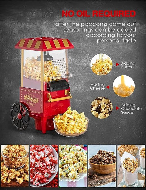 Retro Hot Air Popcorn Maker Machine - 1200W