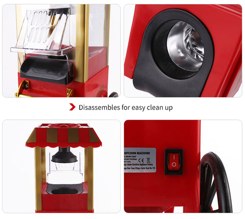 Retro Hot Air Popcorn Maker Machine - 1200W