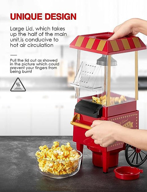 Retro Hot Air Popcorn Maker Machine - 1200W
