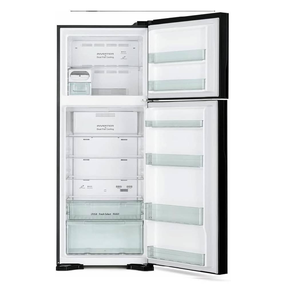 Hitachi Top Freezer Refrigerator – 550 L (19.4 CFT Net / 21.2 CFT Gross) No Frost, Glass Black