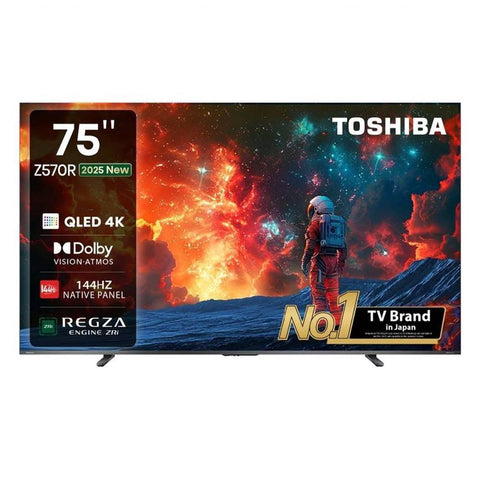 Toshiba Z670, 75-Inch QLED 4K Smart TV 144Hz with Dolby Vision and Dolby Atmos – Black (75Z570RP)