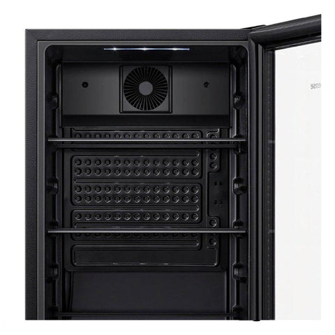 مبرد مشروبات هيسنس RBC122N4ASU – 3.3 CFT، سعة 94 لتر، بدون صقيع، باب زجاجي، أسود