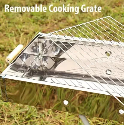 KKF Foldable Portable Barbecue Grill with Chrome-Plated Stand for Camping, Picnics, Outings & Vacations