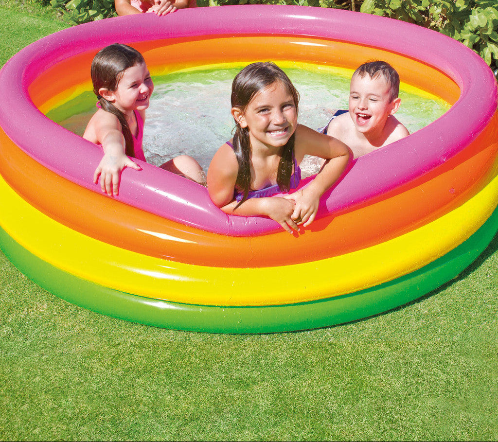 Intex Sunset Glow Inflatable Pool, Kids Round Backyard Pool