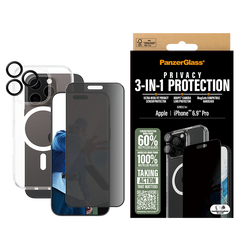PanzerGlass® 3-in-1 Privacy Protection Bundle PG Ultra Wide Fit Privacy SP | Hoops™ | HardCase for iPhone 16 Pro Max