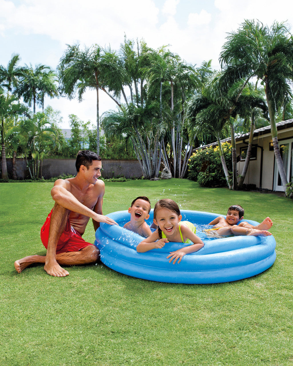 Intex Crystal Blue Inflatable Kiddie Pool 58in with Durable Rings