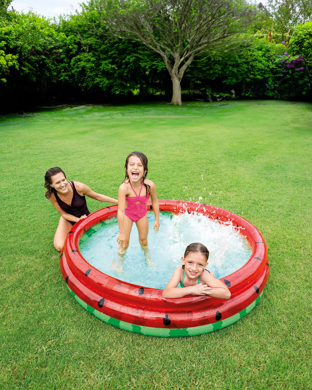 Intex Watermelon Inflatable Kiddie Pool 66in – Kids Pool with 3 Rings Design