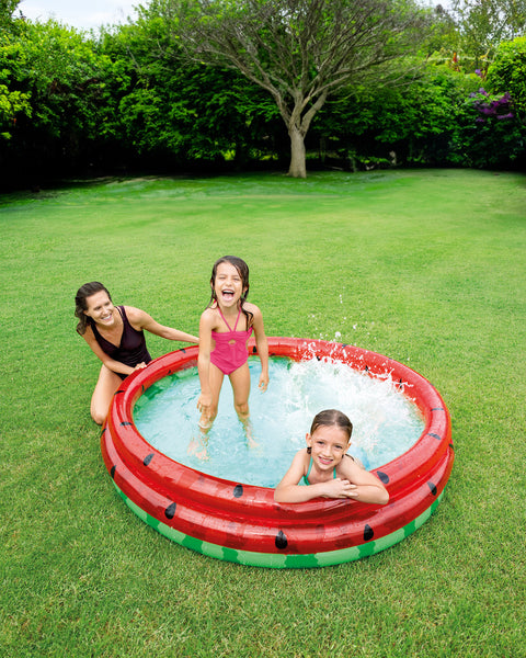 Intex Watermelon Inflatable Kiddie Pool 66in – Kids Pool with 3 Rings Design