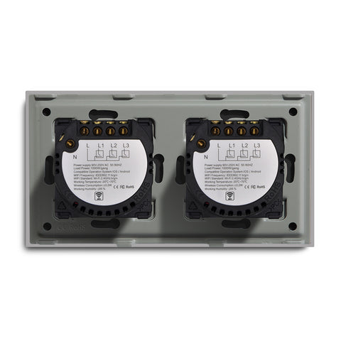 Gopeta, 2+2 Gang Smart Wi-Fi Touch Switch 600W with Glass Panel