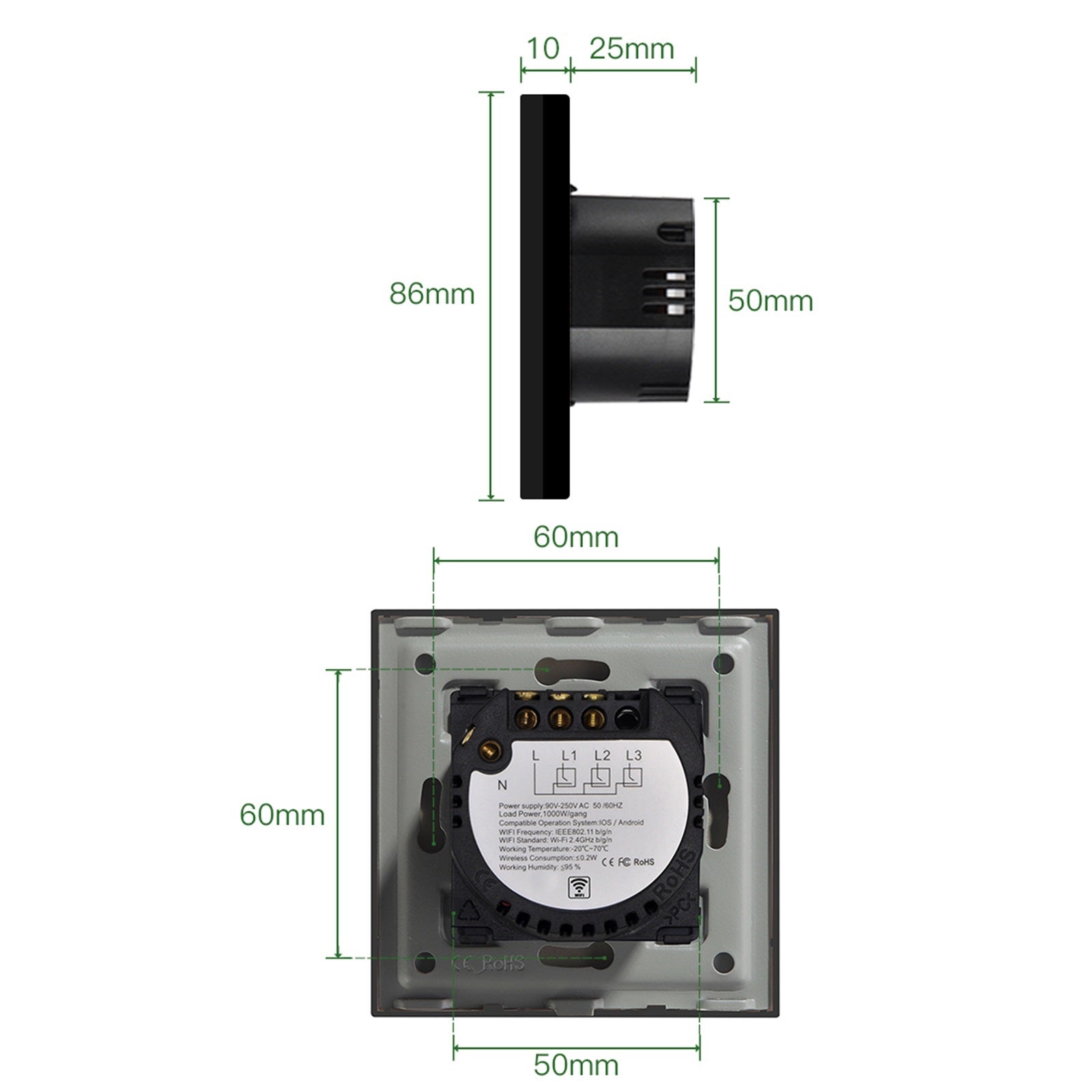 Gopeta, Smart Wi-Fi 20A Double Pole Touch Switch for High Power Appliances