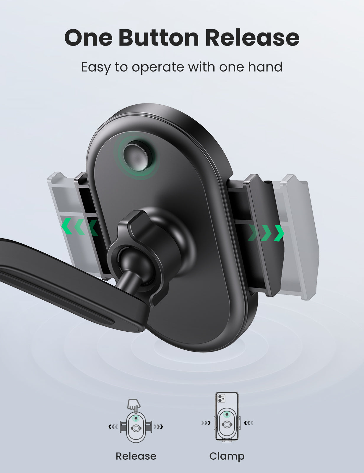 UGREEN LP405, Waterfall-Shaped Suction Cup Phone Mount - Black