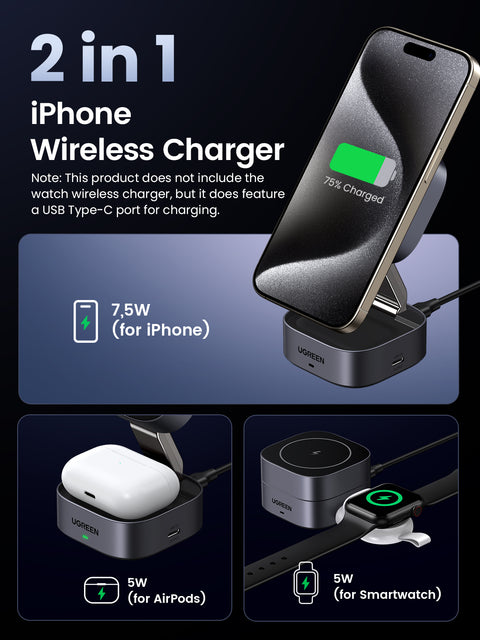 UGREEN 2-in-1 Magnetic Wireless Charger35278
