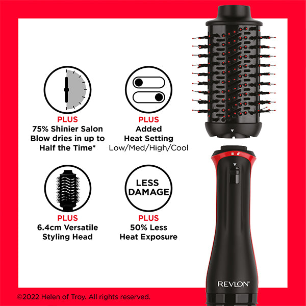Revlon, One-Step Volumiser Plus – 30% Smaller Oval Brush, Titanium Ceramic Tourmaline, Ionic Technology – Smooth, Voluminous Hair