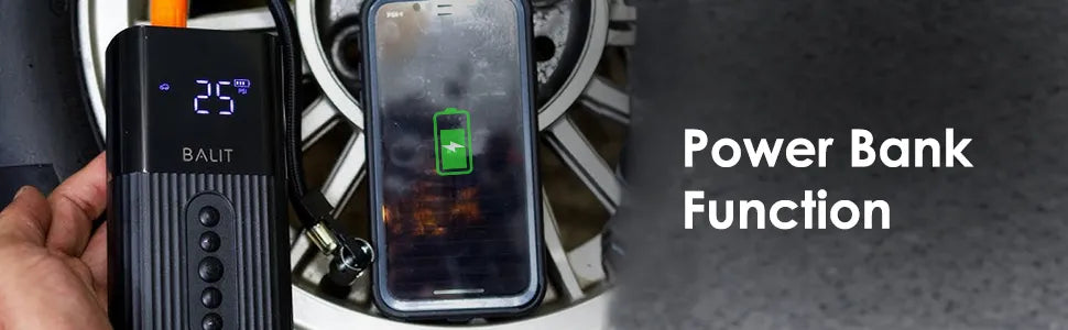 Energizer Portable Air Compressor- 4 Operational Modes, 6000 mAh- Power bank - Black