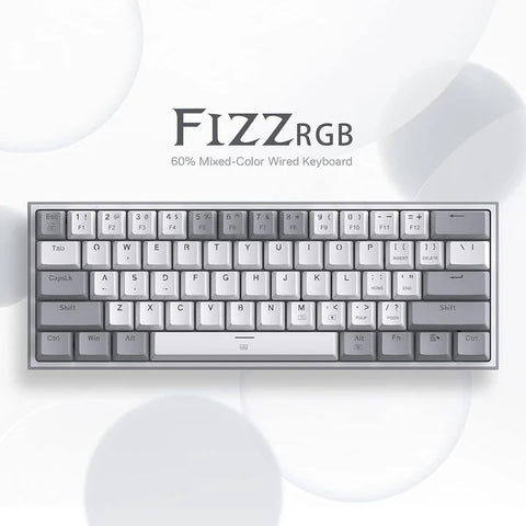 Redragon K617, Fizz 60% Wired RGB Mechanical Gaming Keyboard - White/Grey