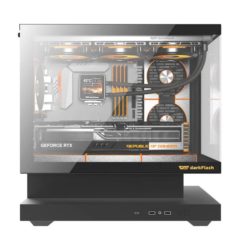 DarkFlash FLOATRON F1 Micro ATX Gaming Case - Black (Fans Not Included)