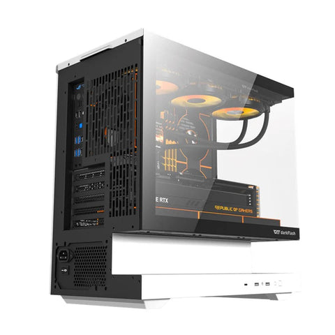DarkFlash FLOATRON F1 Micro ATX Gaming Case - White (Fans Not Included)